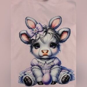 AFTER HOLIDAY NEW Cute Pink Baby Highland Cow Graphic Tee Size Medium